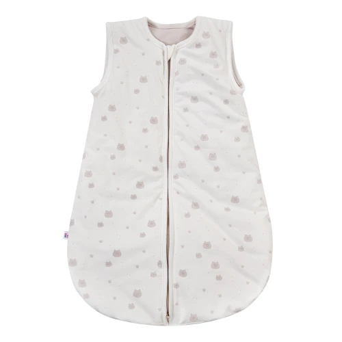 Ecrufarbener Baby Schlafsack mit Teddybären 0,5 TOG