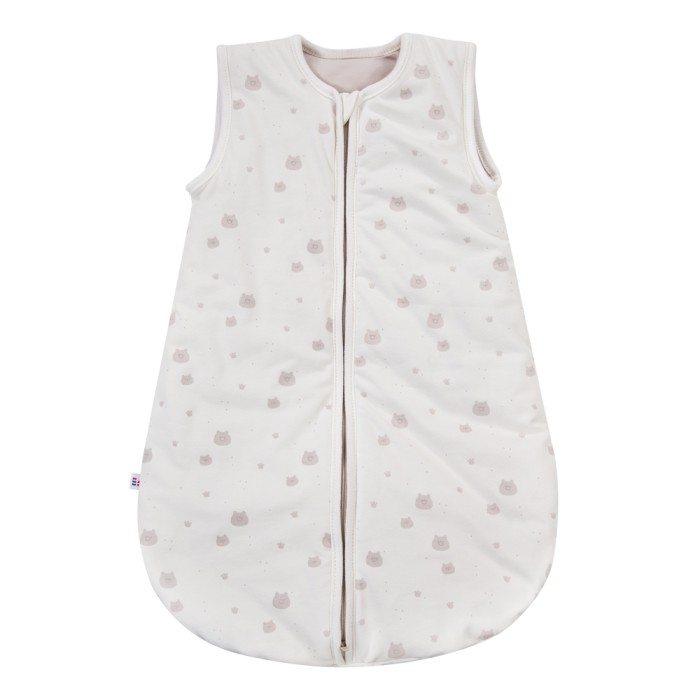 Ecrufarbener Baby Schlafsack mit Teddybären 0,5 TOG