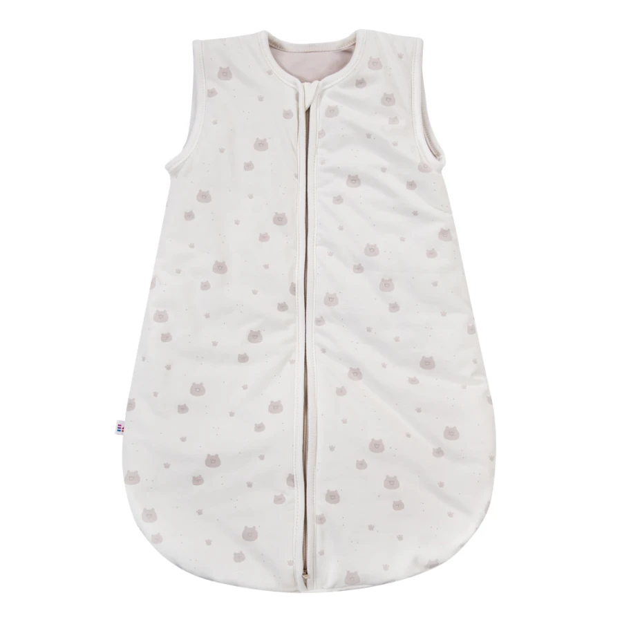 Ecrufarbener Baby Schlafsack mit Teddybären 0,5 TOG