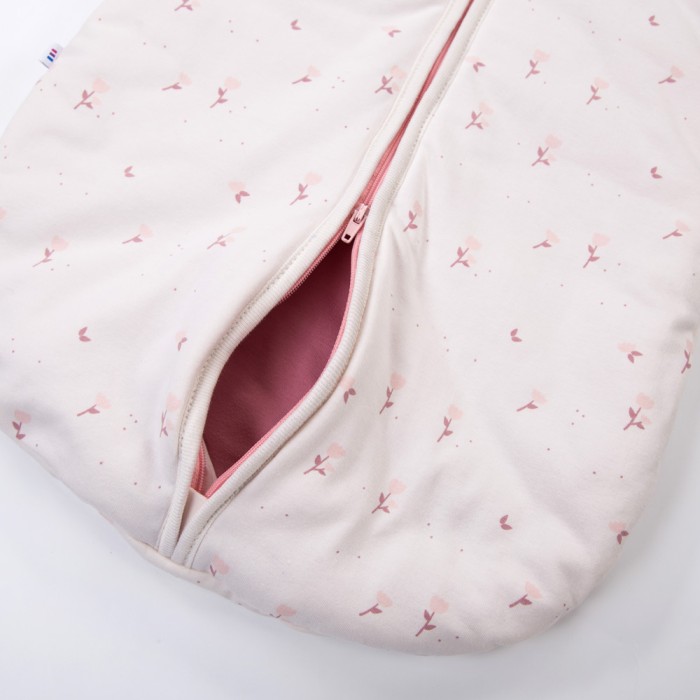 Kremfarbener Baby Schlafsack mit Blumen 0,5 TOG
