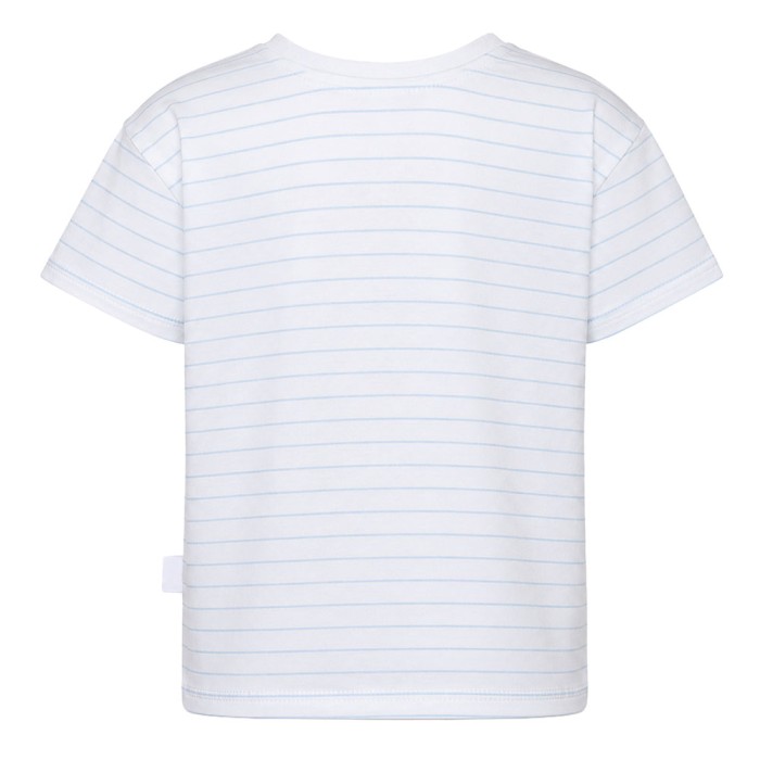 Kinder-T-Shirt Weiß mit blauen Streifen