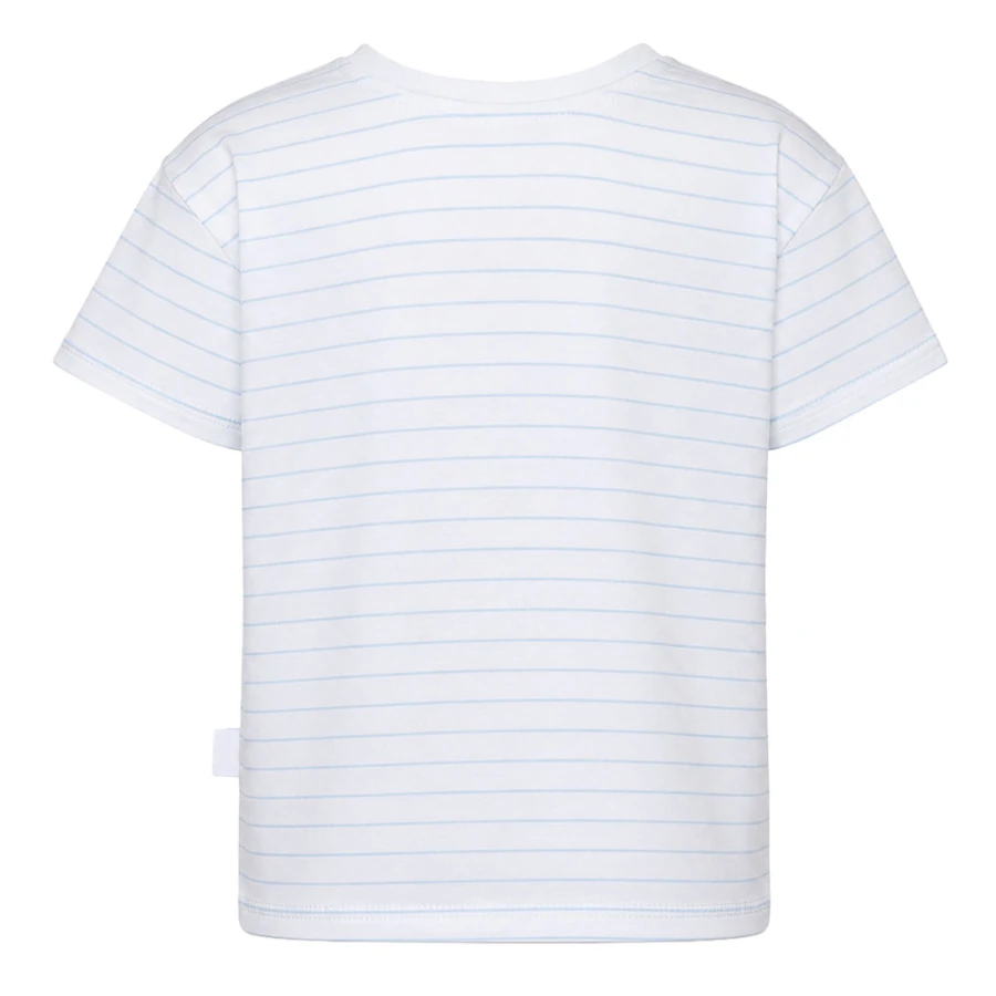Kinder-T-Shirt Weiß mit blauen Streifen