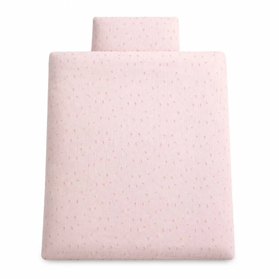 Muslin-Bettwäsche mit Füllung Rosa mit zarten Blümchen