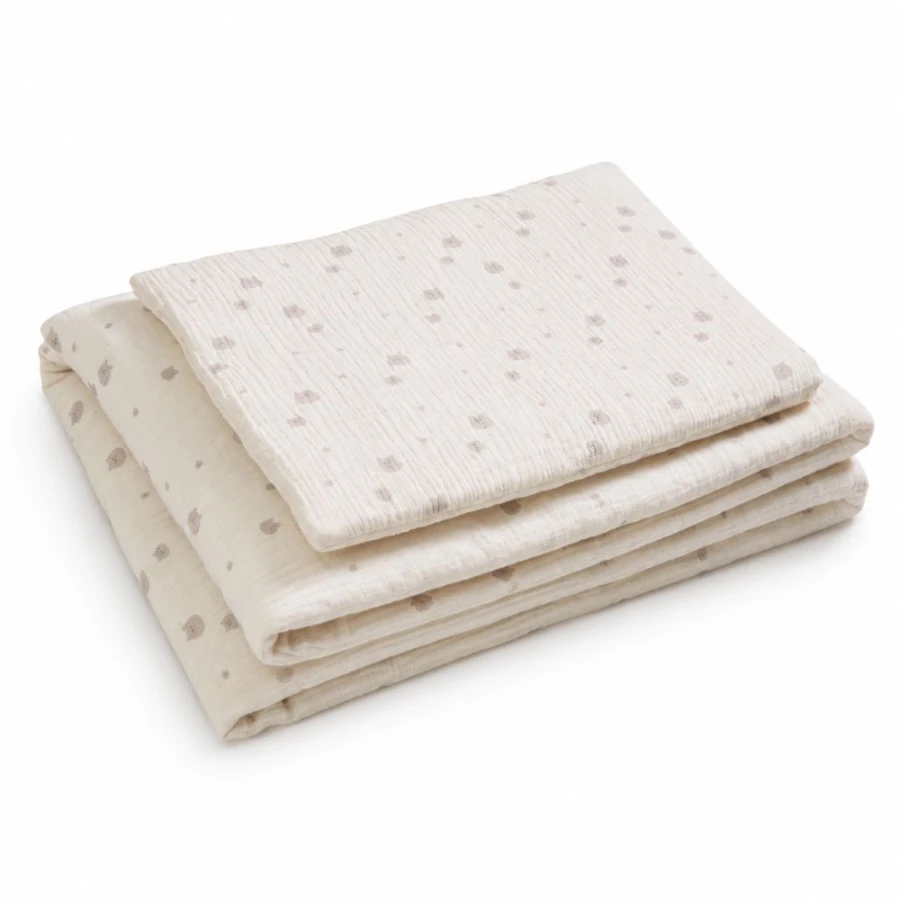 Muslin-Bettwäsche mit Füllung Beige mit Bärenmotiv