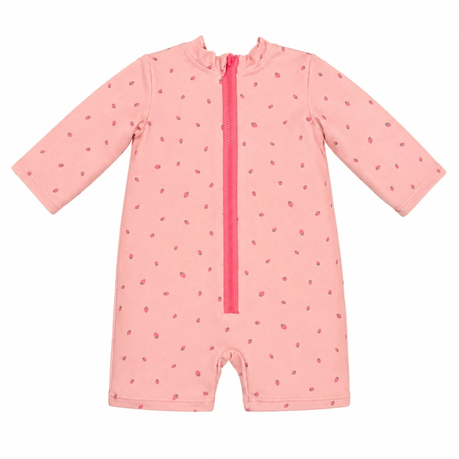 UV Bade-Romper rosa mit Erdbeeren