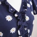 Dunkelblaues Hemd mit Gänseblümchen LINDA