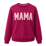 Sweatshirt mit der Aufschrift MAMA in Bordeauxrot mit heidekrautfarbener Stickerei