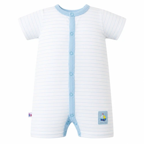 Baby-Body weiß mit hellblauen Streifen