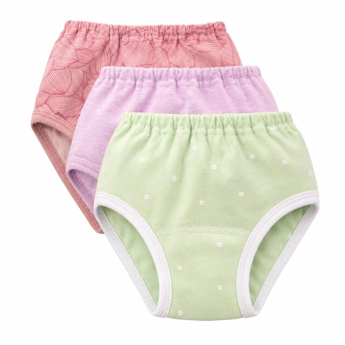 3er-Pack Mädchen-Slips aus Baumwolle Pistazie/Blumen/Melange