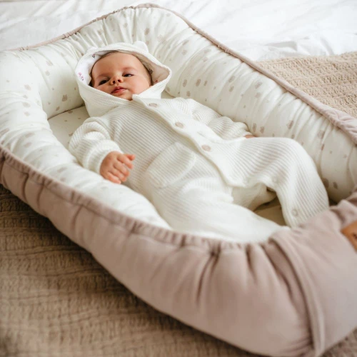 Babynest Beige mit Teddybären 90x50 cm