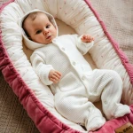 Babynest Rosa mit Blümchen 90x50 cm