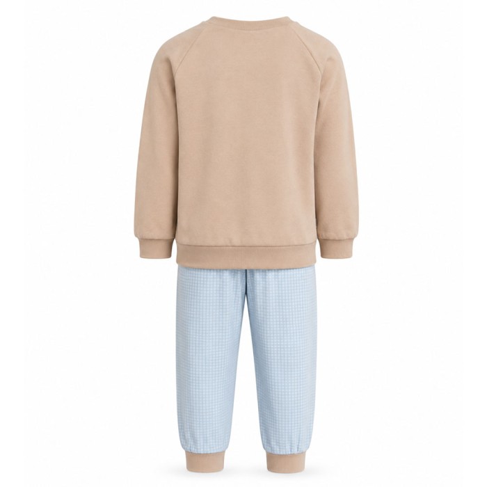 Beiger Kinderpyjama mit Bärenmotiv