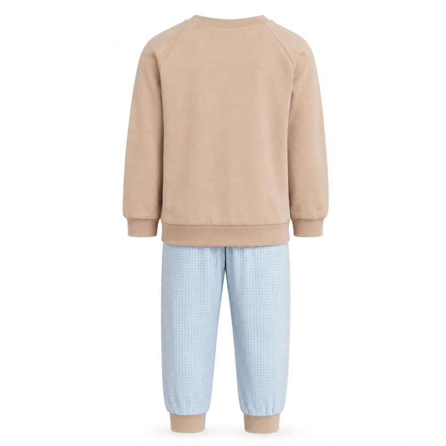 Beiger Kinderpyjama mit Bärenmotiv