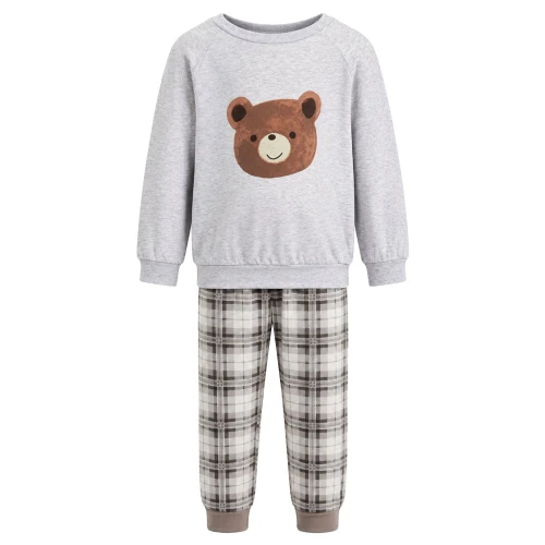 Grauer Kinderpyjama mit Bärenmotiv