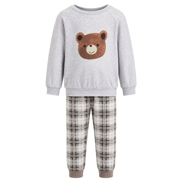 Grauer Kinderpyjama mit Bärenmotiv
