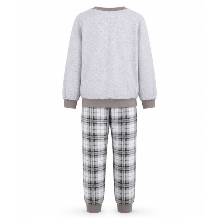 Grauer Kinderpyjama mit besticktem Hund