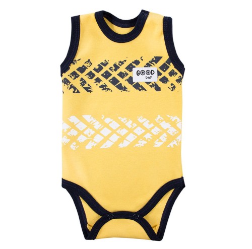 Kinderbody mit Trägern und Aufnäher, gelb