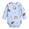 Blauer Baby-Body mit langen Ärmeln und Igelmotiv