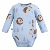 Blauer Wickelbody für Babys mit langen Ärmeln und Igelmotiv