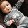 Grauer Wickelbody für Babys mit langen Ärmeln und Igelmotiv