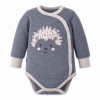 Grauer Wickelbody für Babys mit langen Ärmeln und Igelmotiv