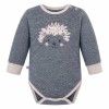 Grauer Babybody mit langen Ärmeln und Igelmotiv
