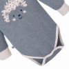 Grauer Babybody mit langen Ärmeln und Igelmotiv