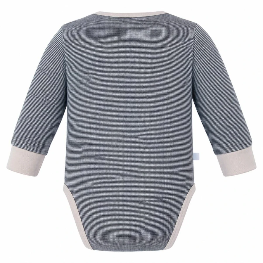Grauer Babybody mit langen Ärmeln und Igelmotiv
