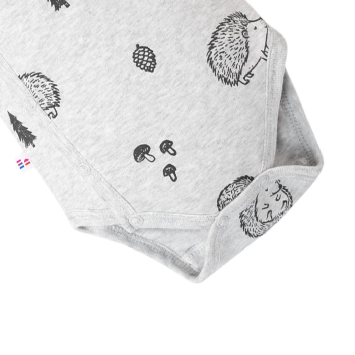 Grauer Kinder-Body mit langen Ärmeln und Igelmotiv