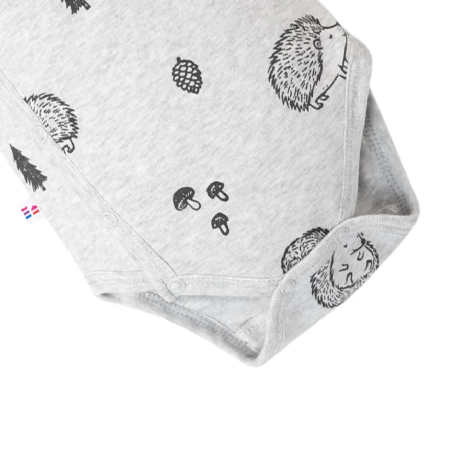 Grauer Kinder-Body mit langen Ärmeln und Igelmotiv