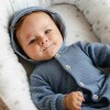 Blauer Baby-Strickanzug mit Kapuze