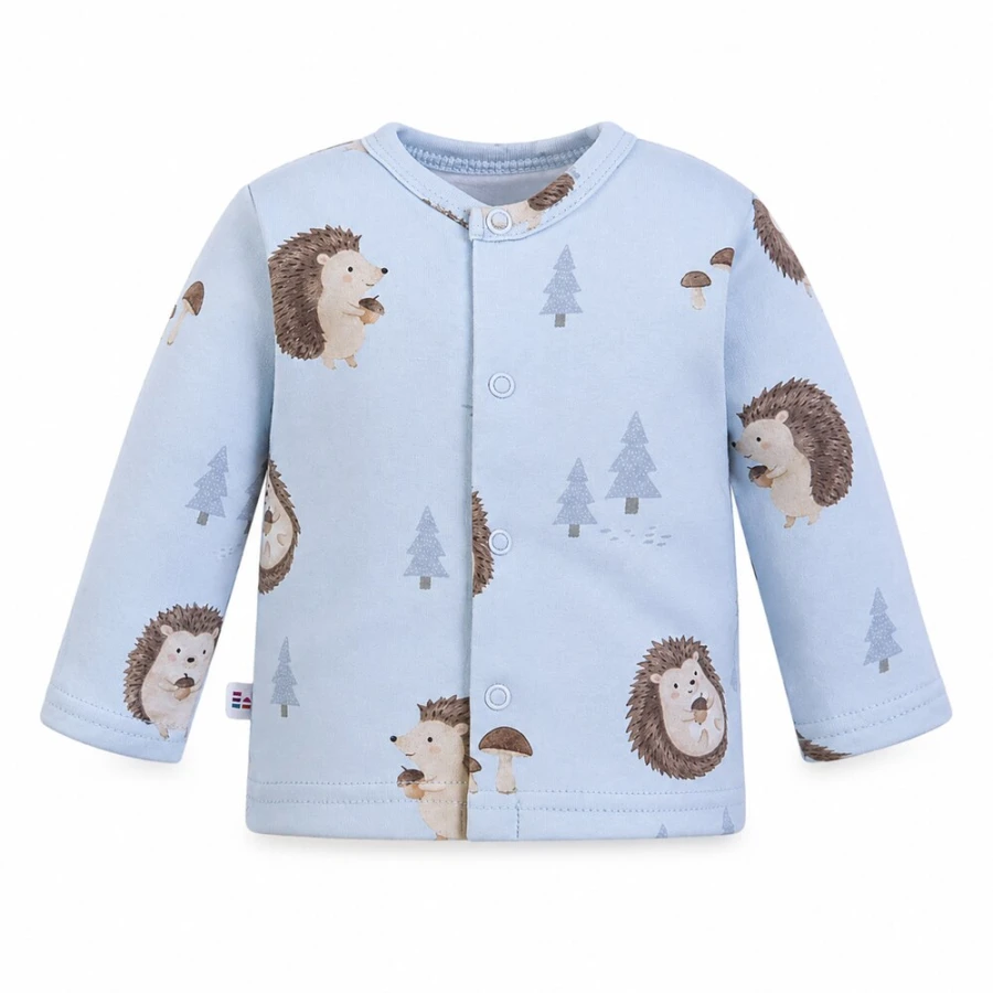 Blauer Baby-Kaftan mit Igelmotiv