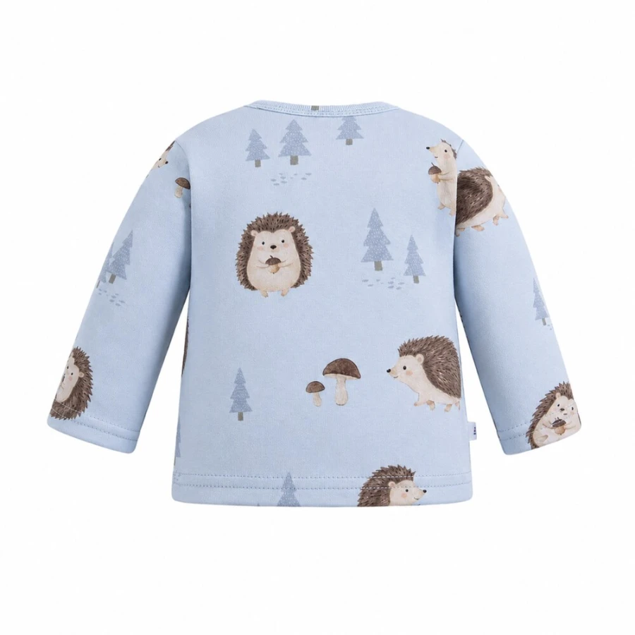 Blauer Baby-Kaftan mit Igelmotiv