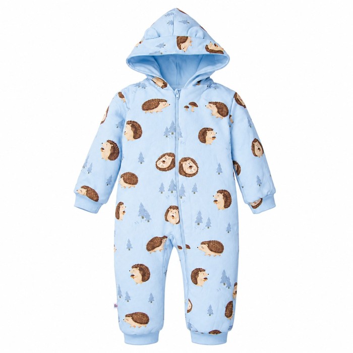 Blauer Baby-Sweatoverall ohne Füße mit Igelmotiv
