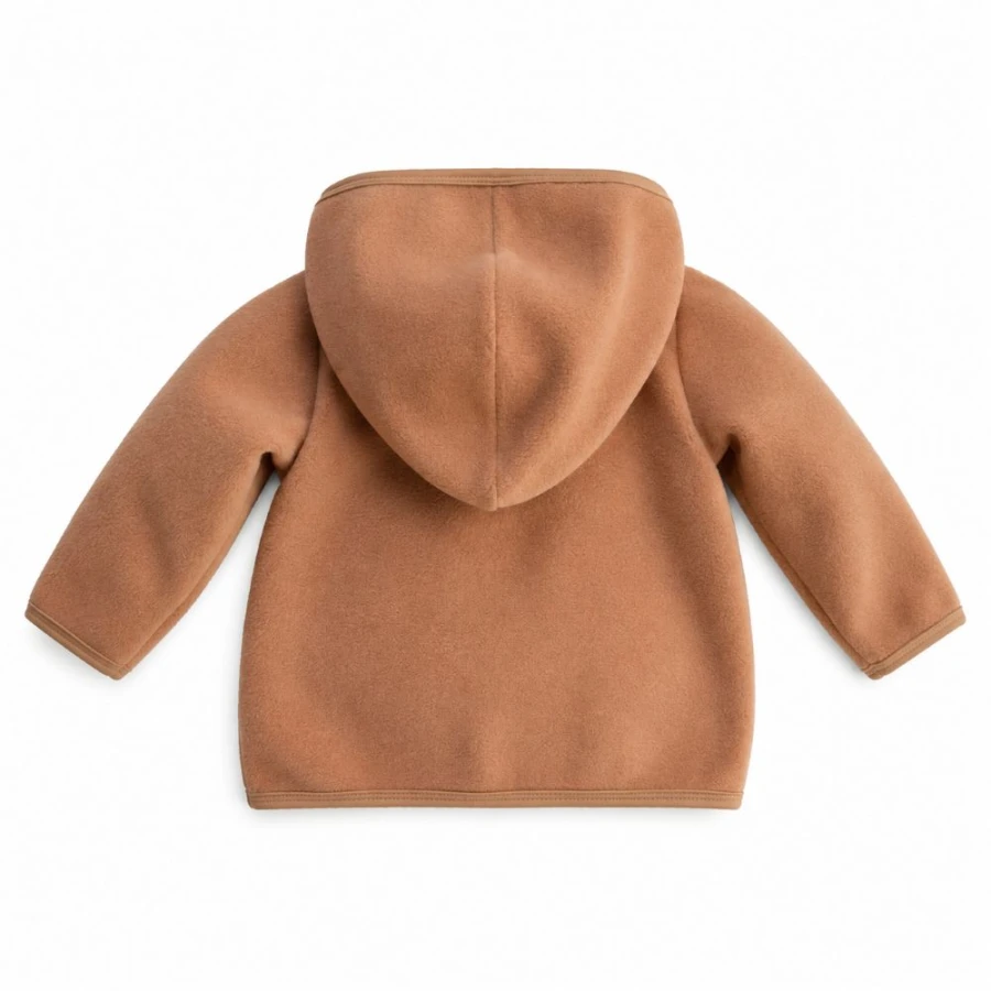 Braune Kinder-Fleecejacke mit Igel-Stickerei
