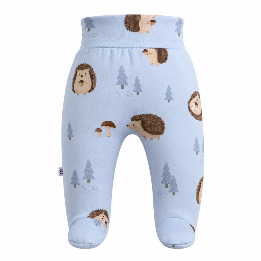 Blaue Baby-Stramplerhose mit Igelmotiv