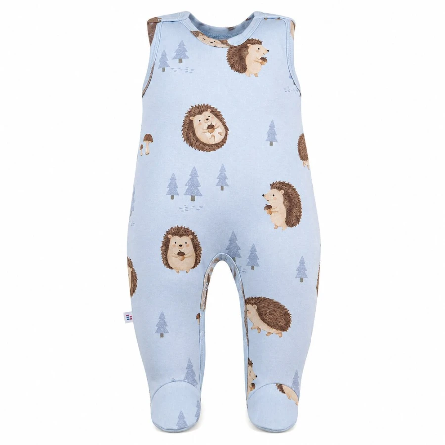Blaue Baby-Schlafstrampler mit Igeln