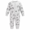 Grauer Baby-Schlafanzug ohne Füße mit Igelmotiv