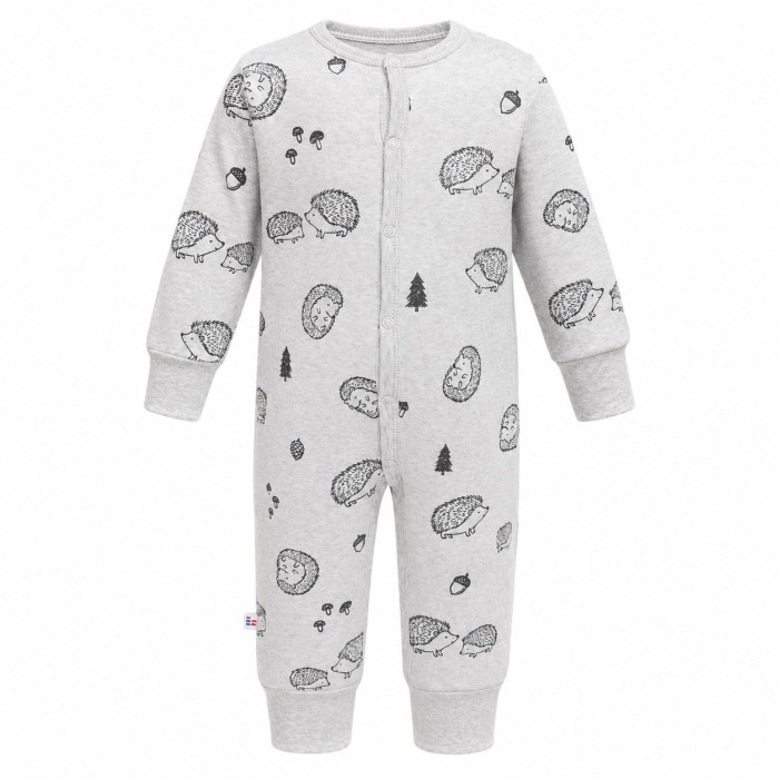 Grauer Baby-Schlafanzug ohne Füße mit Igelmotiv