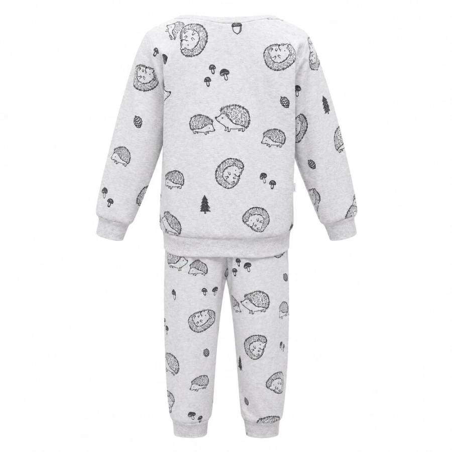 Grauer Kinder-Schlafanzug mit Igelmotiv