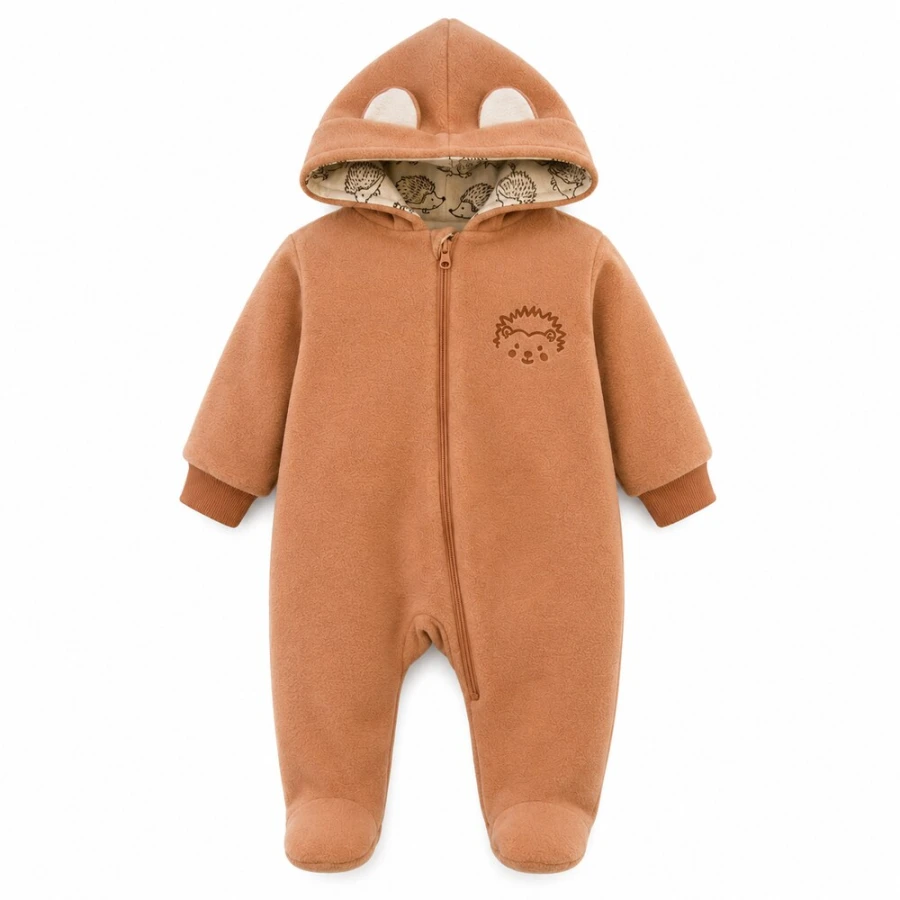 Baby-Fleeceoverall mit Igelmotiv