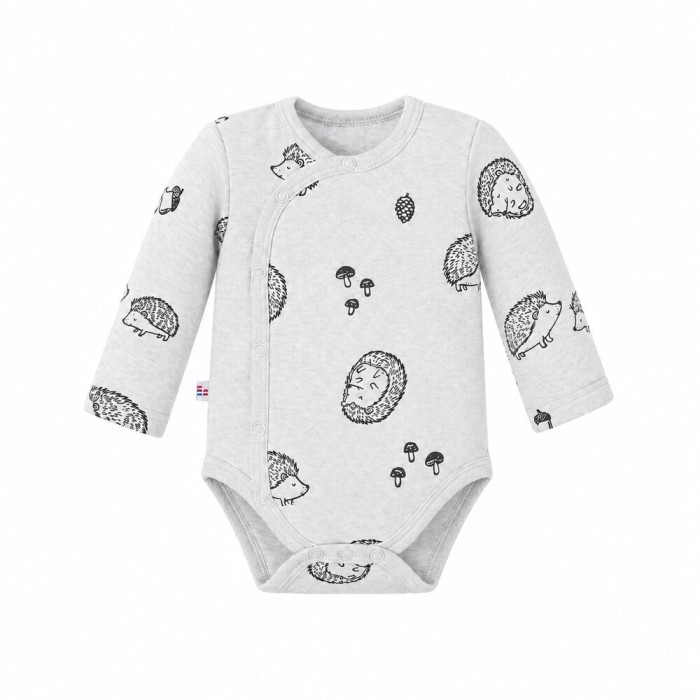Grauer Baby-Wickelbody mit Igelmotiv