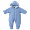 Blauer Baby-Teddyoverall mit Igelmotiv