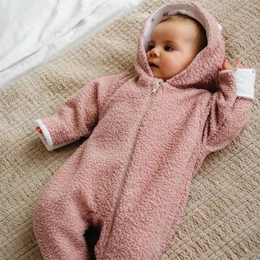 Rosa Baby-Teddyfleece-Kombinezon