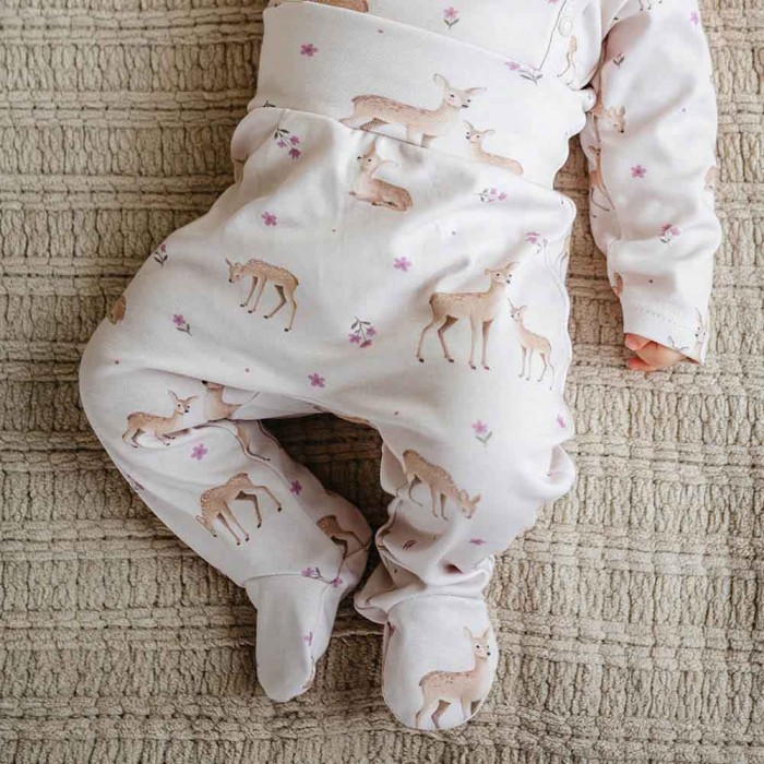Baby-Strampelhose ecru mit Rehen