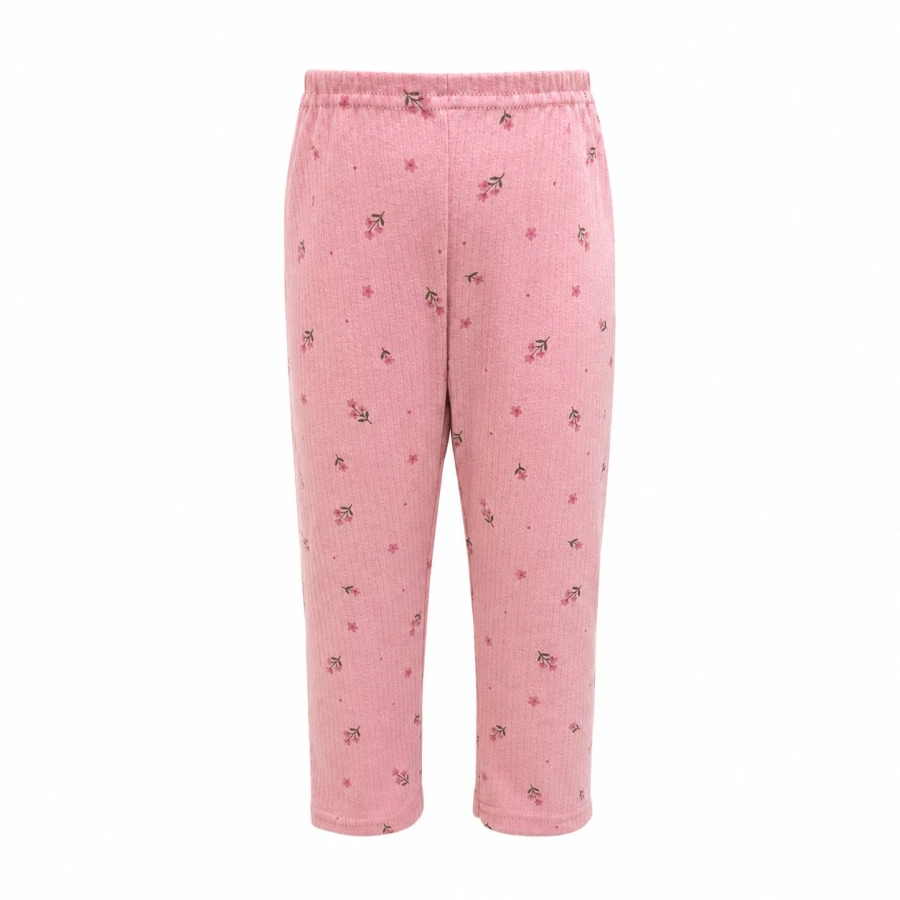 Mädchen Schlafanzug mit Volant rosa mit Blumen
