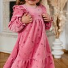 Mädchen Velourkleid rosa