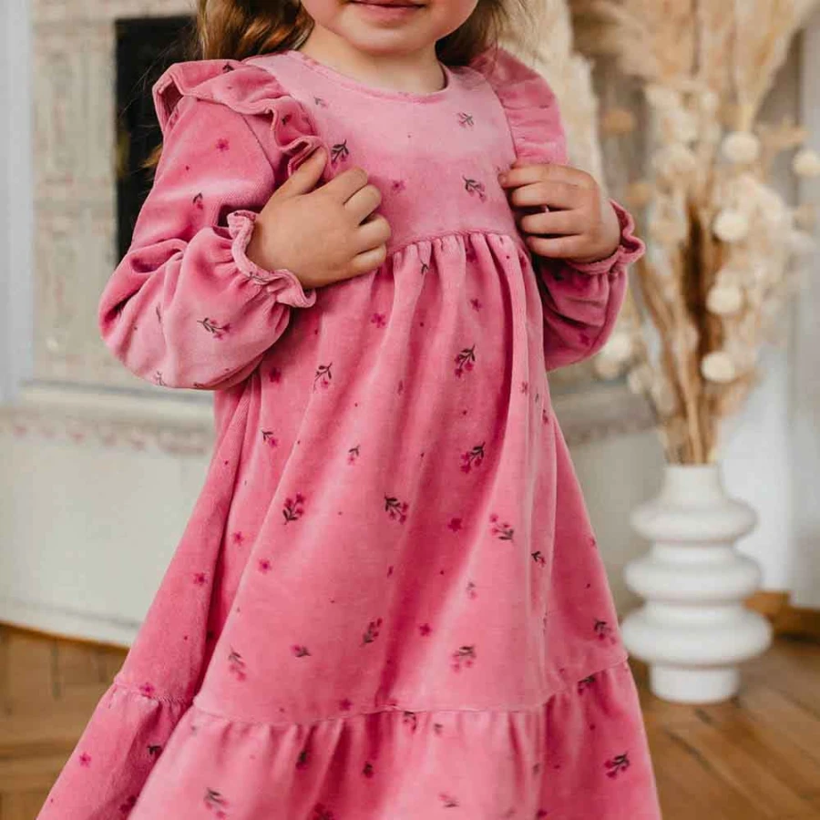 Mädchen Velourkleid rosa