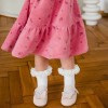Mädchen Velourkleid rosa mit Blumen