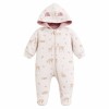 Baby-Overall mit Füßen ecru mit Reh-Muster